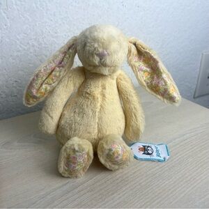 Jellycat Small Bashful Blossom Lemon Bunny Plush 7" Floral Ears Feet Yellow
